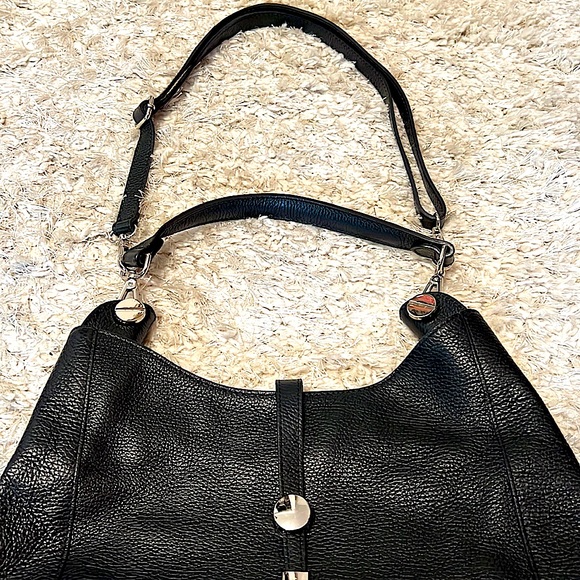 Neiman Marcus Black Pebble Leather Shoulder Handbag - Picture 4 of 11